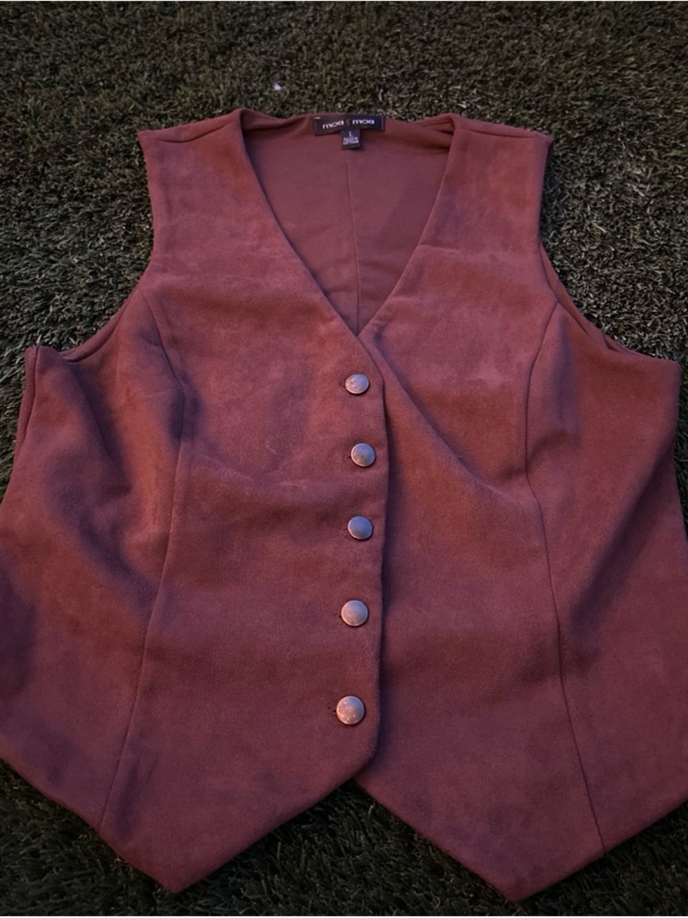 Moa Moa Button-Front Vest in Deep Maroon